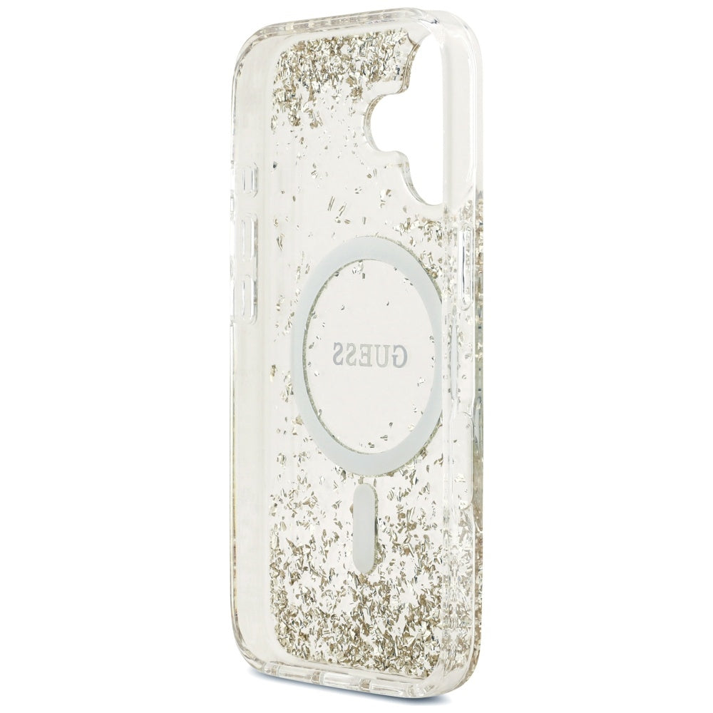 Étui MagSafe pour Apple iPhone 17, Guess, Resin Bottom Glitter, Doré
