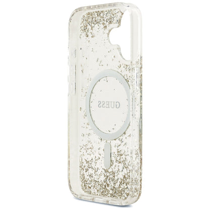Étui MagSafe pour Apple iPhone 17, Guess, Resin Bottom Glitter, Doré