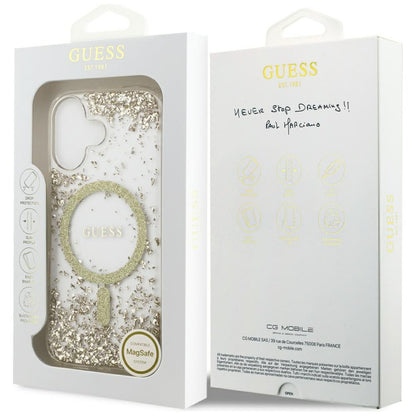 Étui MagSafe pour Apple iPhone 17, Guess, Resin Bottom Glitter, Doré