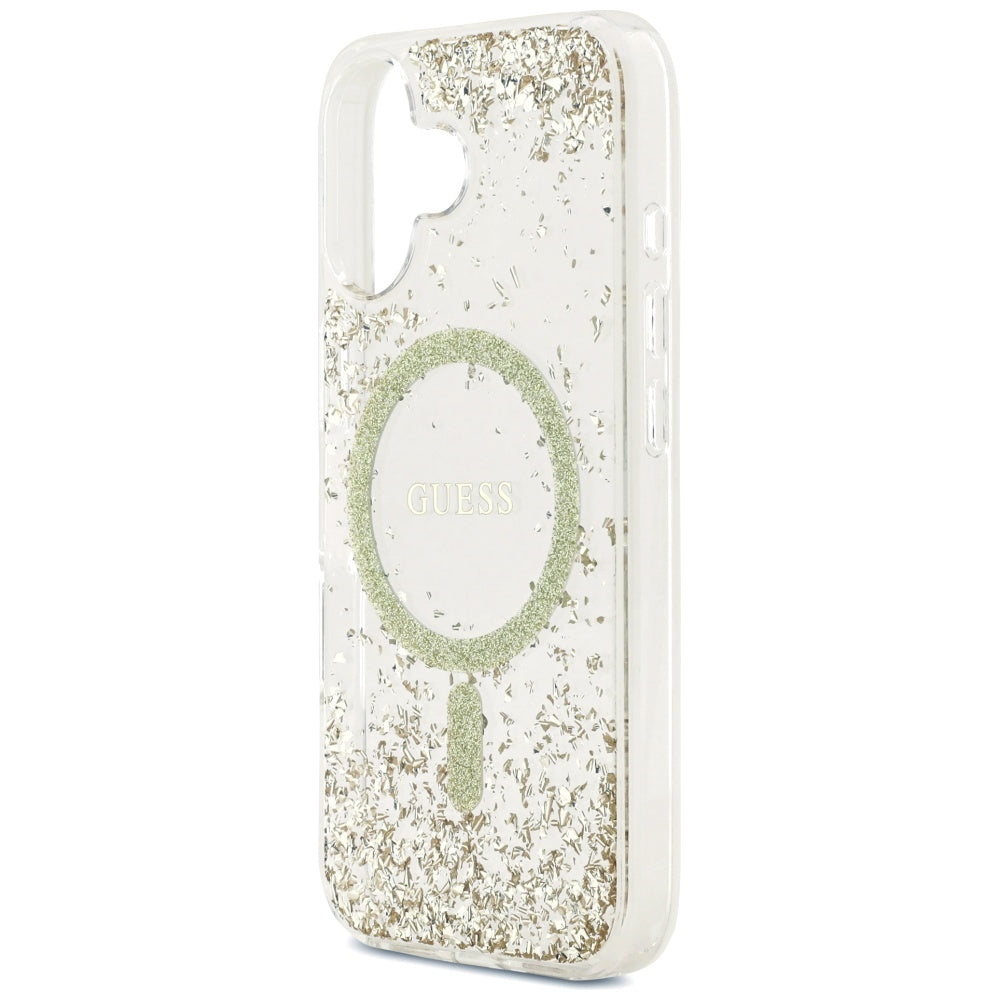 Étui MagSafe pour Apple iPhone 17, Guess, Resin Bottom Glitter, Doré