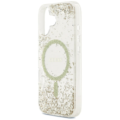 Étui MagSafe pour Apple iPhone 17, Guess, Resin Bottom Glitter, Doré
