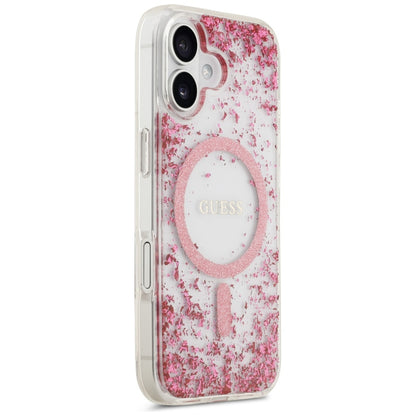 Coque MagSafe pour Apple iPhone 17, Guess, Resin Bottom Glitter, Rose