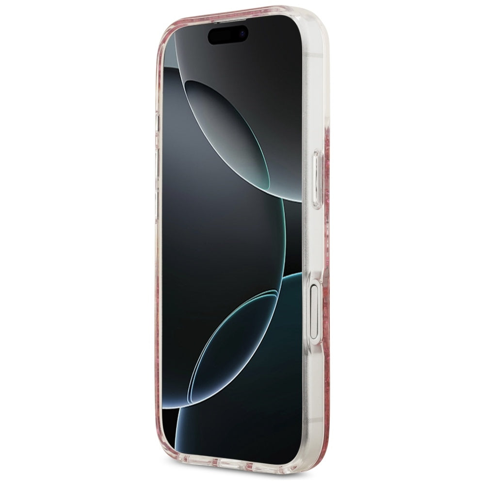 Coque MagSafe pour Apple iPhone 17, Guess, Resin Bottom Glitter, Rose