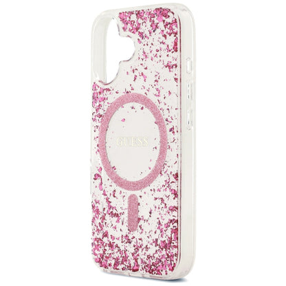 Coque MagSafe pour Apple iPhone 17, Guess, Resin Bottom Glitter, Rose