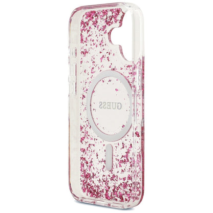 Coque MagSafe pour Apple iPhone 17, Guess, Resin Bottom Glitter, Rose