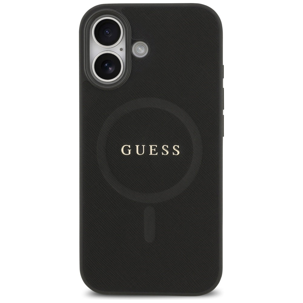 Housse MagSafe pour Apple iPhone 17, Guess, Saffiano Classic Logo, Noire