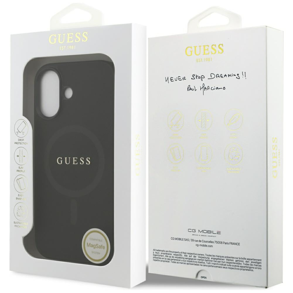 Housse MagSafe pour Apple iPhone 17, Guess, Saffiano Classic Logo, Noire