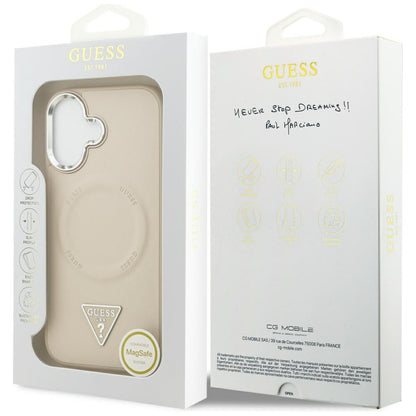Étui MagSafe pour Apple iPhone 17, Guess, Logo Triangle, Beige Argenté