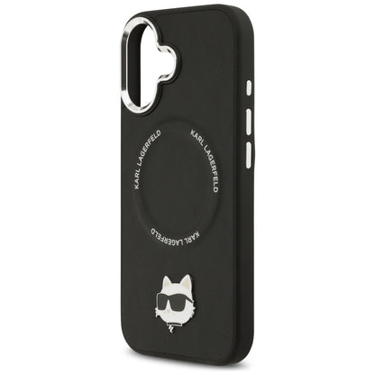 MagSafe Hülle für Apple iPhone 17, Karl Lagerfeld, Choupette Pin, Schwarz