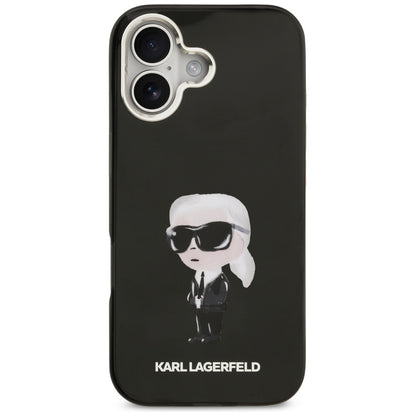 Coque MagSafe pour Apple iPhone 17, Karl Lagerfeld, IML Aquarelle Karl Ikonik, Noire