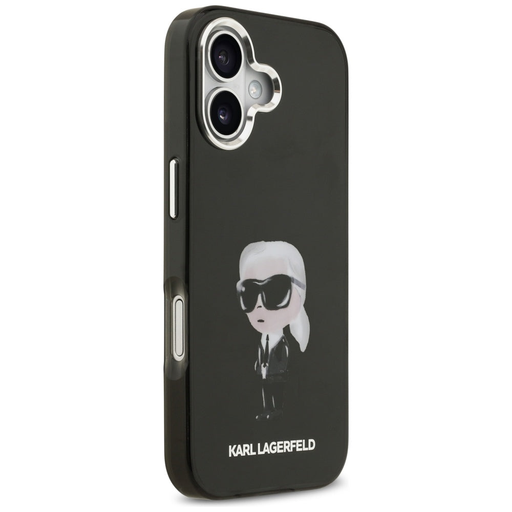 Coque MagSafe pour Apple iPhone 17, Karl Lagerfeld, IML Aquarelle Karl Ikonik, Noire