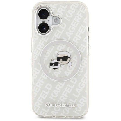 MagSafe Hülle für Apple iPhone 17, Karl Lagerfeld, IML Glitter Karl & Choupette's Heads, Grau