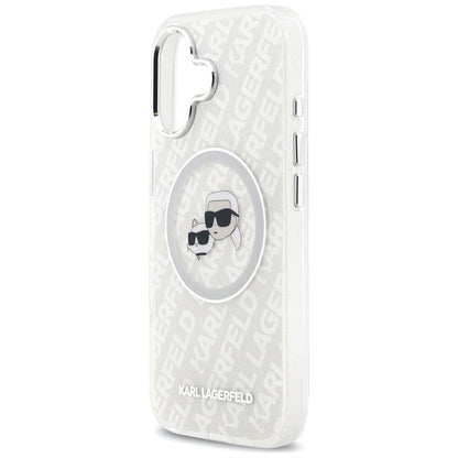 MagSafe Hülle für Apple iPhone 17, Karl Lagerfeld, IML Glitter Karl & Choupette's Heads, Grau