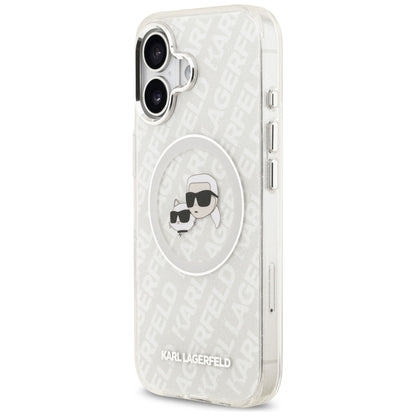 MagSafe Hülle für Apple iPhone 17, Karl Lagerfeld, IML Glitter Karl & Choupette's Heads, Grau