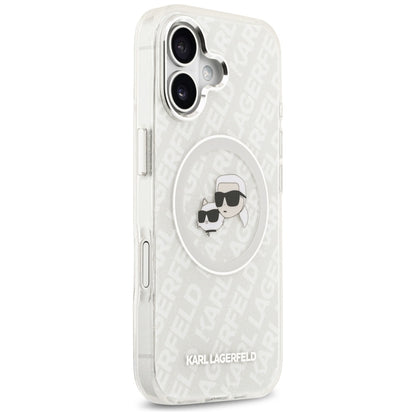 MagSafe Hülle für Apple iPhone 17, Karl Lagerfeld, IML Glitter Karl & Choupette's Heads, Grau