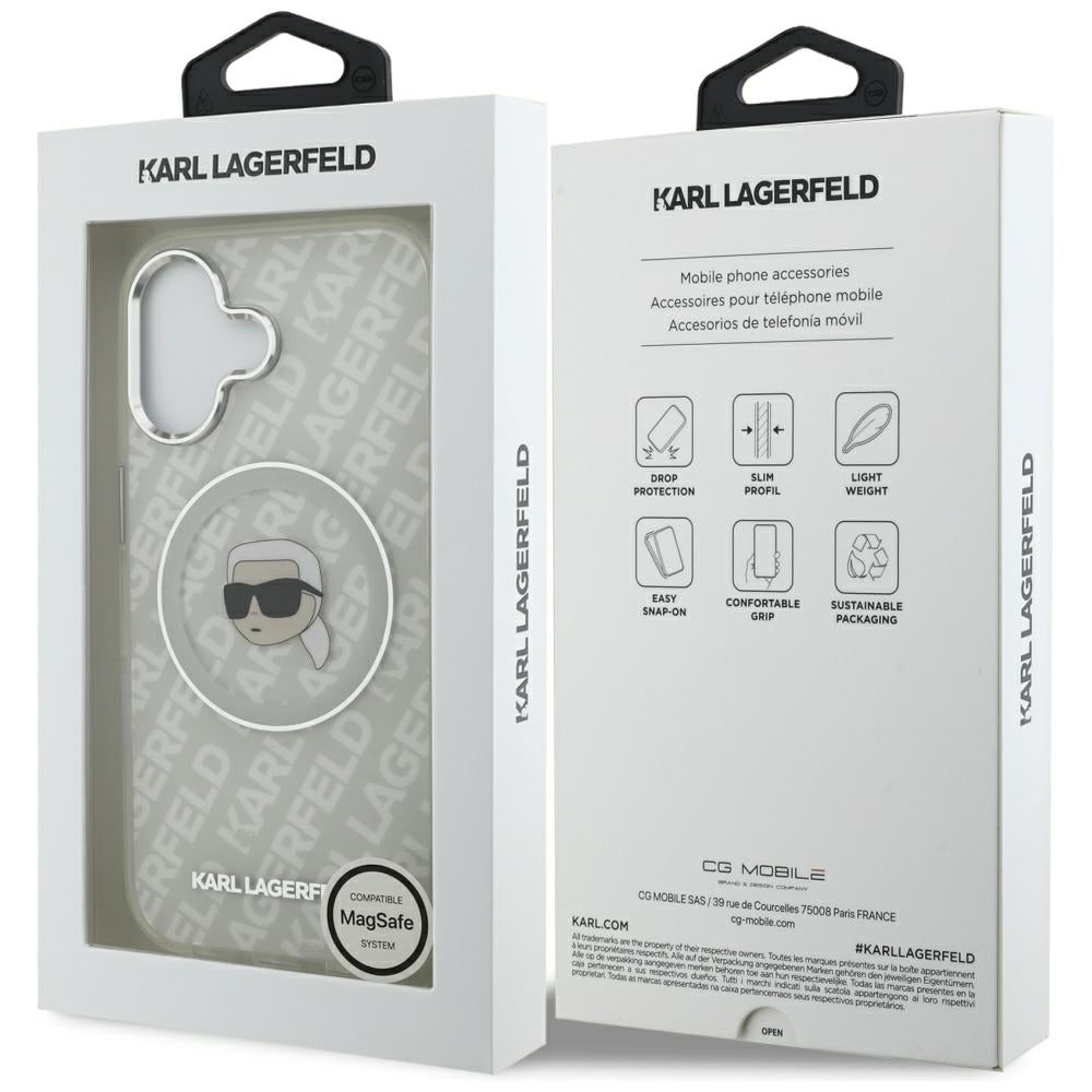 Housse MagSafe pour Apple iPhone 17, Karl Lagerfeld, IML Karl's Head, Gris