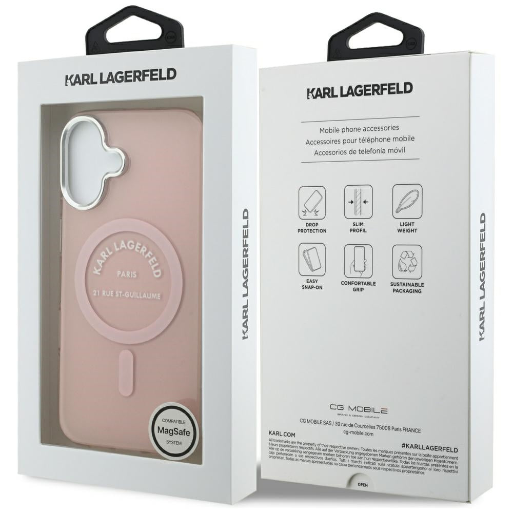 Étui MagSafe pour Apple iPhone 17, Karl Lagerfeld, IML Logo RSG, Rose