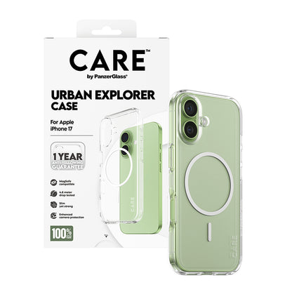 MagSafe Hülle für Apple iPhone 17, PanzerGlass, Care Urban Explorer, Transparent Weiß