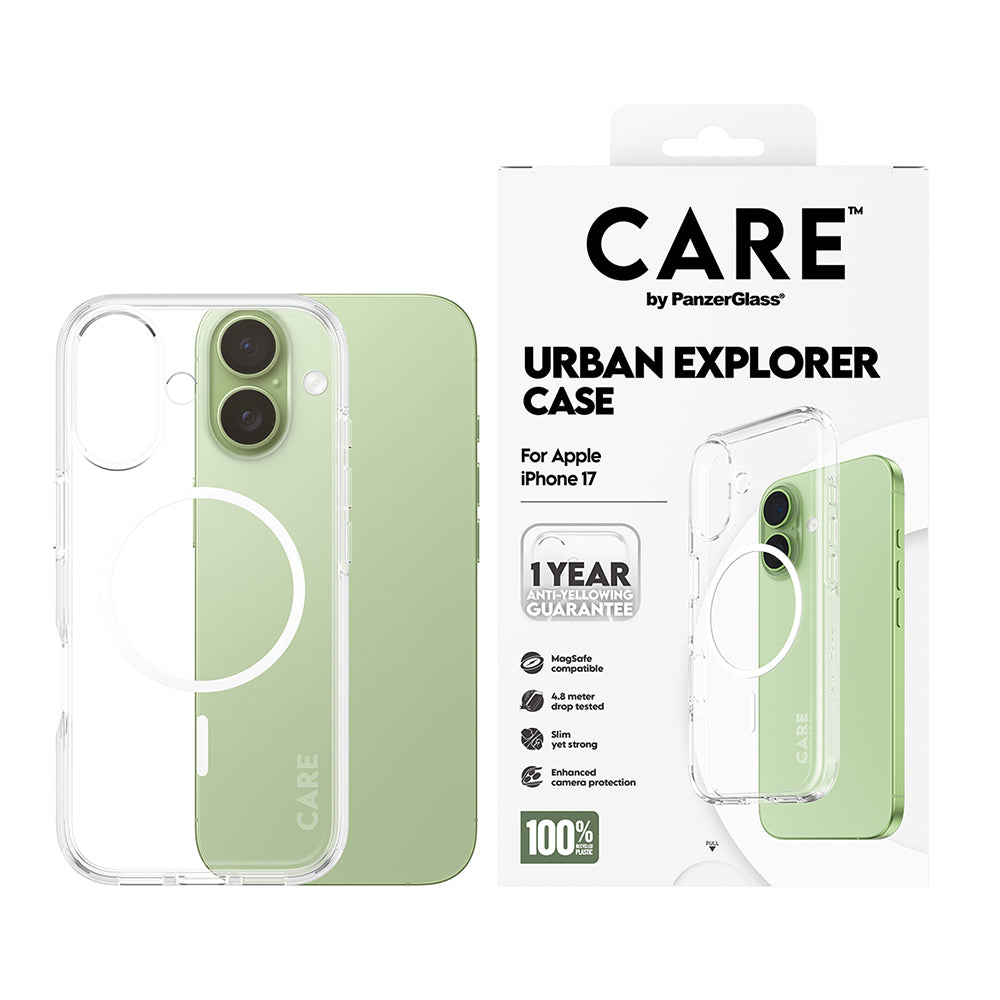 MagSafe Hülle für Apple iPhone 17, PanzerGlass, Care Urban Explorer, Transparent Weiß