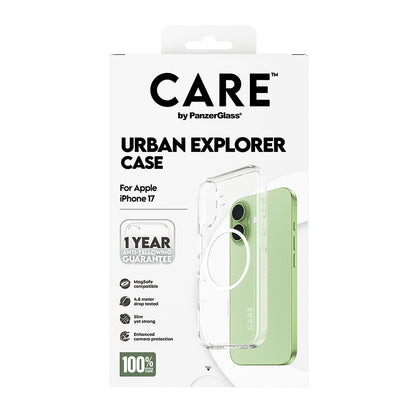 MagSafe Hülle für Apple iPhone 17, PanzerGlass, Care Urban Explorer, Transparent Weiß