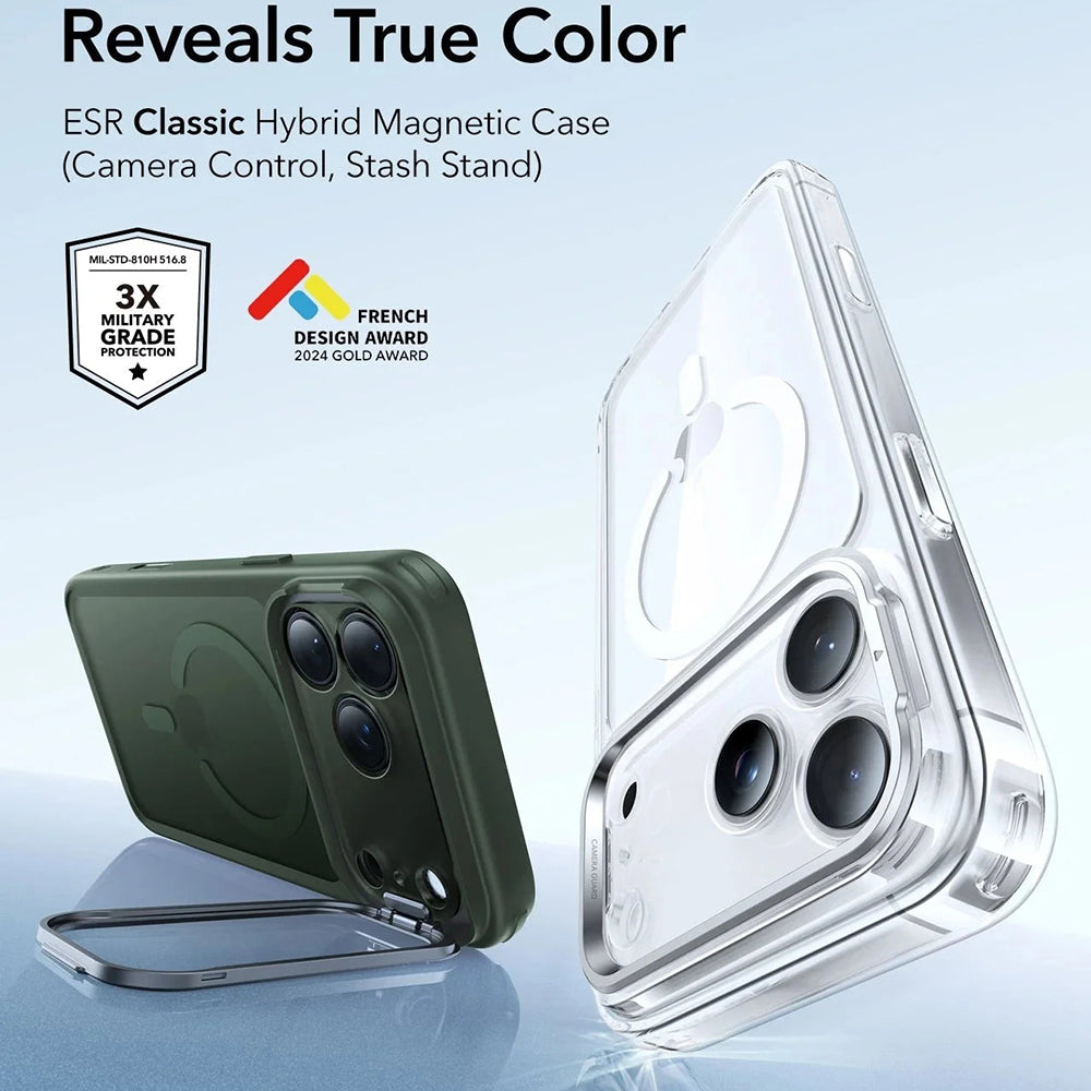 MagSafe Case for Apple iPhone 17 Pro, ESR, Classic Hybrid Kickstand, Satin Green