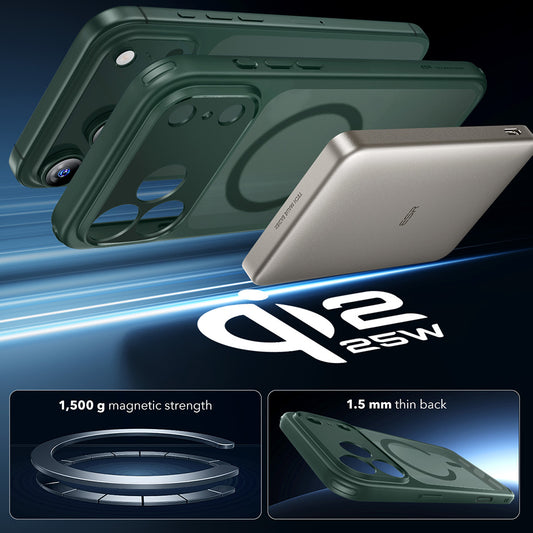 Housse MagSafe pour Apple iPhone 17 Pro, ESR, Classic Hybrid, Vert Satiné