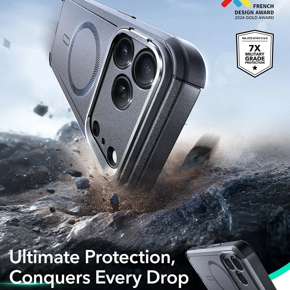 MagSafe Hülle für Apple iPhone 17 Pro, ESR, Cyber Armor Kickstand, Grau