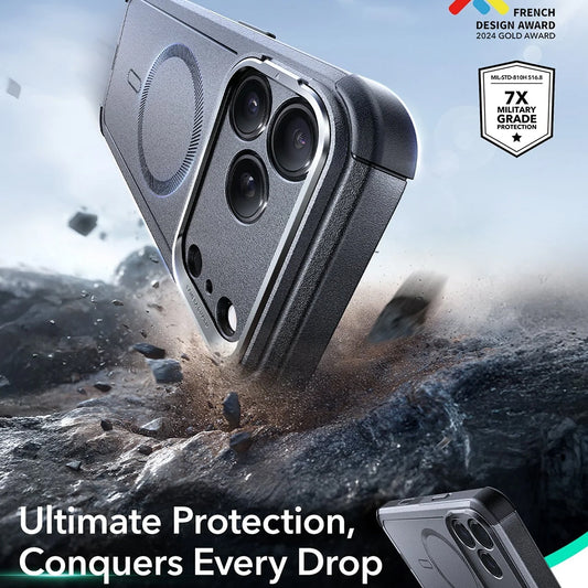 MagSafe Hülle für Apple iPhone 17 Pro, ESR, Cyber Armor Kickstand, Grau