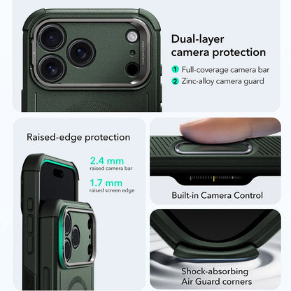 Étui MagSafe pour Apple iPhone 17 Pro, ESR, Cyber Armor Kickstand, Vert
