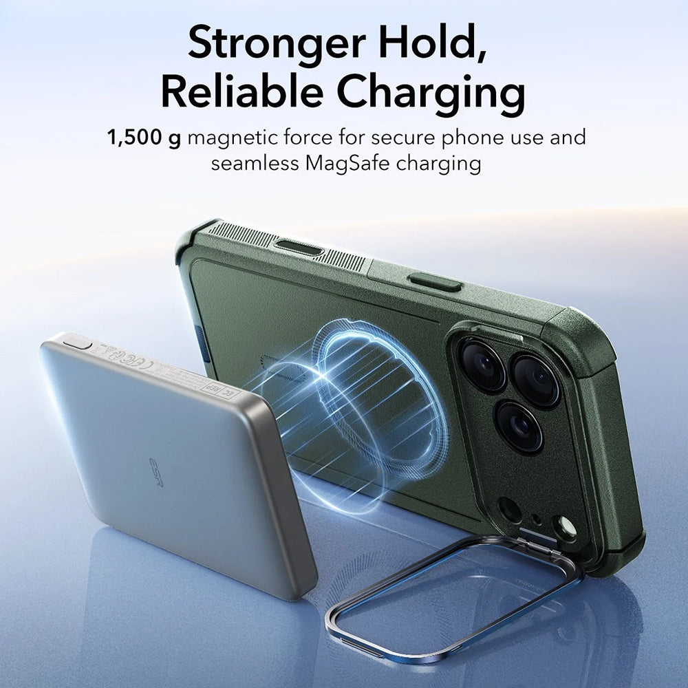 Étui MagSafe pour Apple iPhone 17 Pro, ESR, Cyber Armor Kickstand, Vert