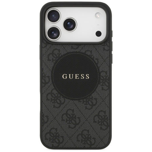 MagSafe Hülle für Apple iPhone 17 Pro, Guess, 4G Circle Classic Logo, Schwarz