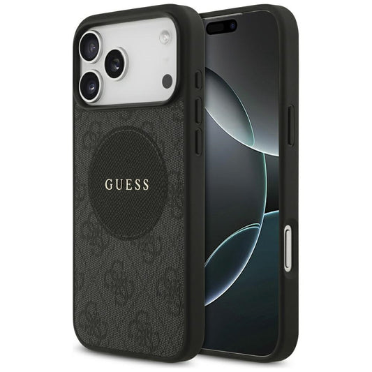 MagSafe Hülle für Apple iPhone 17 Pro, Guess, 4G Circle Classic Logo, Schwarz