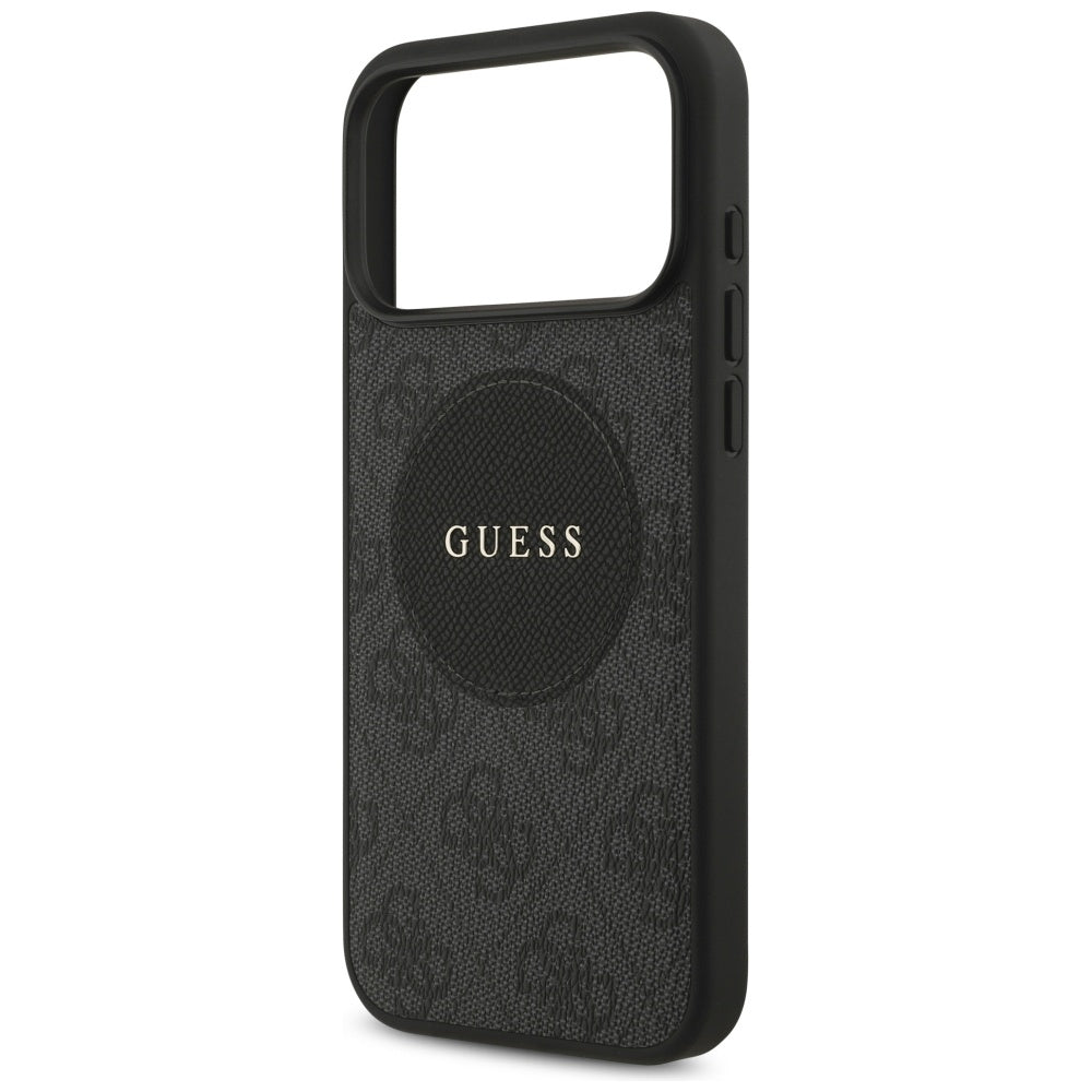 Étui MagSafe pour Apple iPhone 17 Pro, Guess, Logo Classique Cercle 4G, Noir