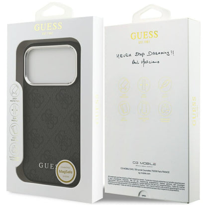 MagSafe Hülle für Apple iPhone 17 Pro, Guess, 4G Classic Logo, Schwarz