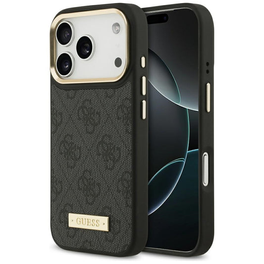 Coque MagSafe pour Apple iPhone 17 Pro, Guess, Plaque Logo 4G, Noire