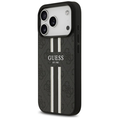 MagSafe Hülle für Apple iPhone 17 Pro, Guess, 4G Printed Stripes, Schwarz