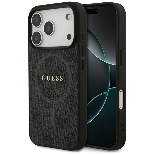 MagSafe Hülle für Apple iPhone 17 Pro, Guess, 4G Ring Classic Logo, Schwarz