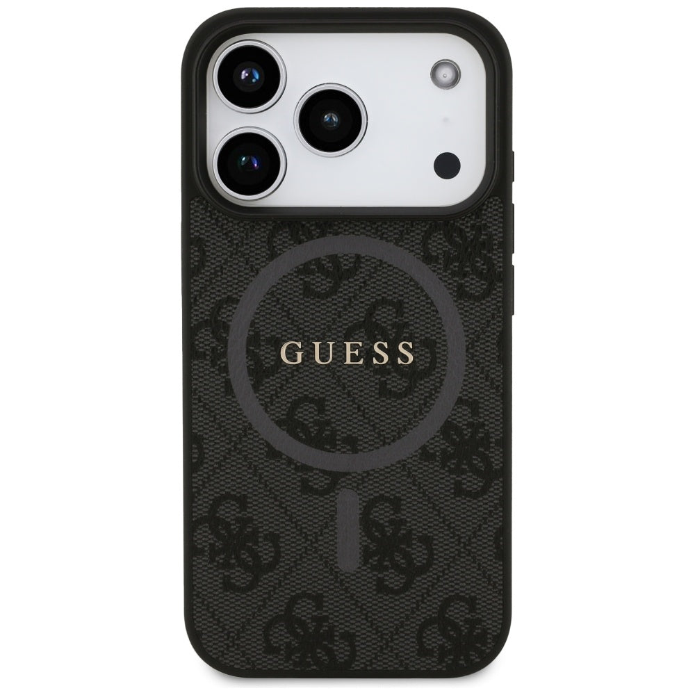 MagSafe Hülle für Apple iPhone 17 Pro, Guess, 4G Ring Classic Logo, Schwarz