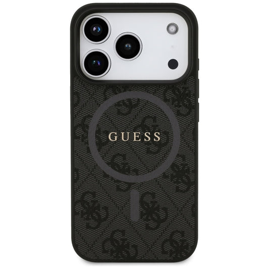 MagSafe Hülle für Apple iPhone 17 Pro, Guess, 4G Ring Classic Logo, Schwarz