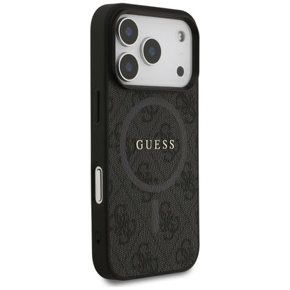 MagSafe Hülle für Apple iPhone 17 Pro, Guess, 4G Ring Classic Logo, Schwarz
