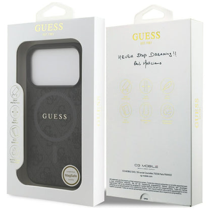 MagSafe Hülle für Apple iPhone 17 Pro, Guess, 4G Ring Classic Logo, Schwarz