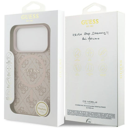 MagSafe Hülle für Apple iPhone 17 Pro, Guess, 4G Ring Classic Logo, Rosa