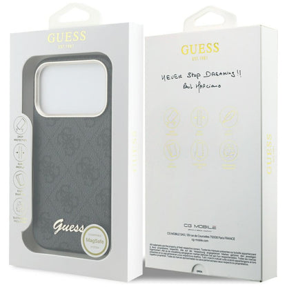 MagSafe Case for Apple iPhone 17 Pro, Guess, 4G Script Logo, Black