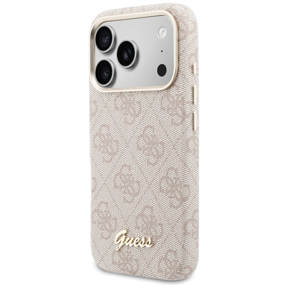 MagSafe Hülle für Apple iPhone 17 Pro, Guess, 4G Script Logo, Rosa
