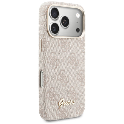 MagSafe Hülle für Apple iPhone 17 Pro, Guess, 4G Script Logo, Rosa