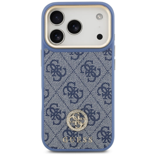 MagSafe Hülle für Apple iPhone 17 Pro, Guess, 4G Strass Logo, Blau