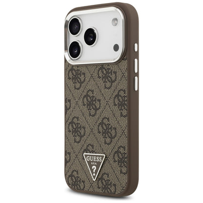 MagSafe Case for Apple iPhone 17 Pro, Guess, 4G Triangle Logo, Silver Brown