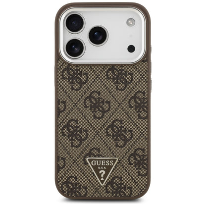 MagSafe Case for Apple iPhone 17 Pro, Guess, 4G Triangle Logo, Silver Brown