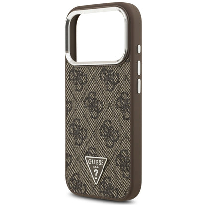 MagSafe Case for Apple iPhone 17 Pro, Guess, 4G Triangle Logo, Silver Brown
