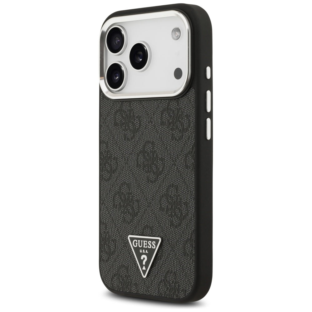 MagSafe Case for Apple iPhone 17 Pro, Guess, 4G Triangle Logo, Black Silver